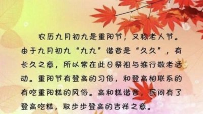 ​重阳节是什么节日代表什么意思，哪位知道九九重阳节是什么意思？