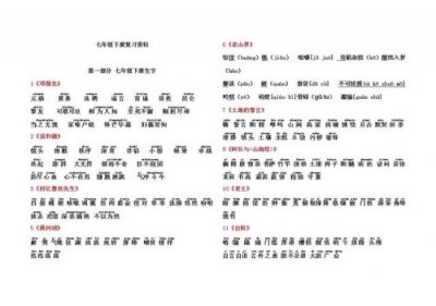 ​七年级生字词大全下册(七年级生字词大全)