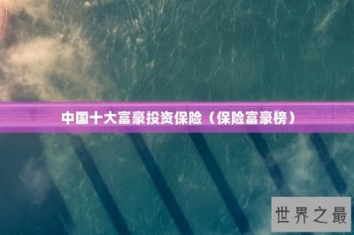 ​中国十大富豪投资保险（保险富豪榜）