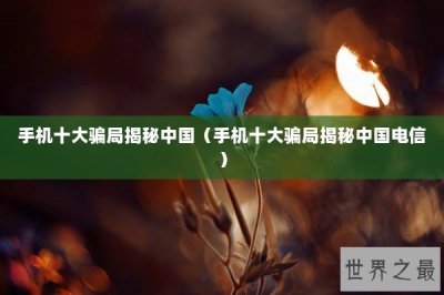 ​手机十大骗局揭秘中国（手机十大骗局揭秘中国电信）