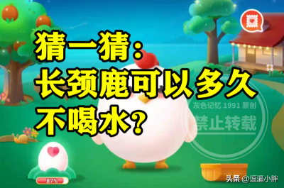 ​长颈鹿喝水（蚂蚁庄园长颈鹿多久不喝水答案）