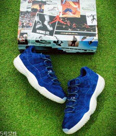 aj 11 low re2pect蓝麂皮开箱测评_上脚效果
