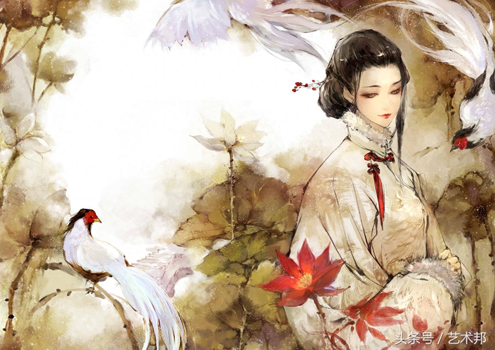 一组满分的高清古风水墨唯美人物手绘插画 一个叫景殊的插画奇侠