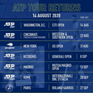 ​ATP/WTA公布最新赛程，网球赛季8月回归