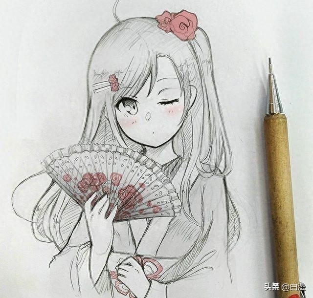 一组动漫人物线稿，跃然纸上的二次元美少女，你是否喜欢？