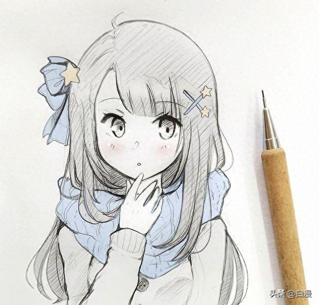 一组动漫人物线稿，跃然纸上的二次元美少女，你是否喜欢？