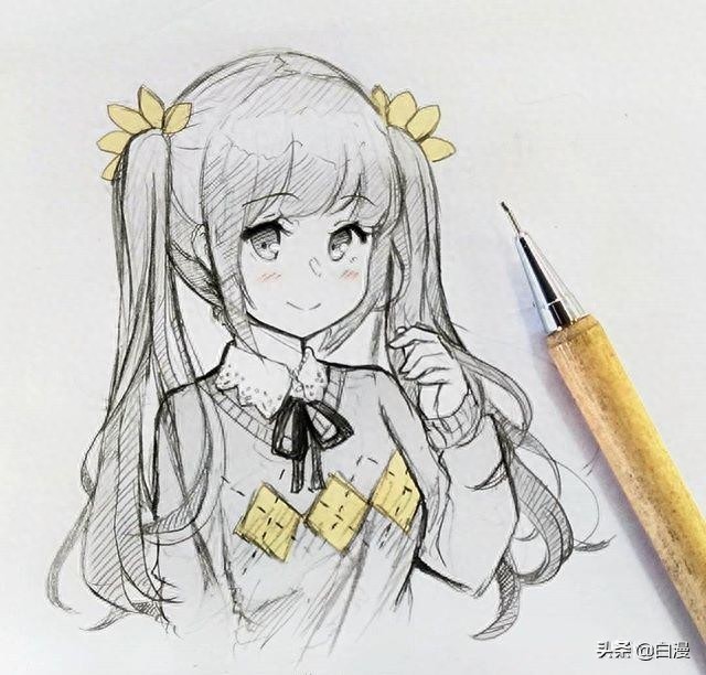 一组动漫人物线稿，跃然纸上的二次元美少女，你是否喜欢？