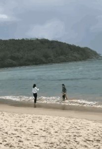 ​章子怡沙滩图片（章子怡穿三角泳装被偷拍）