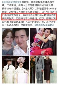 ​中韩明星夫妻高梓淇蔡琳离婚，高梓(蔡琳老公高梓淇资料)